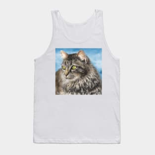 Painting of a Gorgeous Furry Gray Cat Tank Top